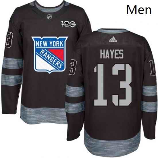 Mens Adidas New York Rangers 13 Kevin Hayes Authentic Black 1917 2017 100th Anniversary NHL Jersey